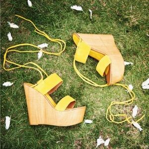 SZ 8 / 38 / V&M Yellow Wedge Sandals / Made in Italy